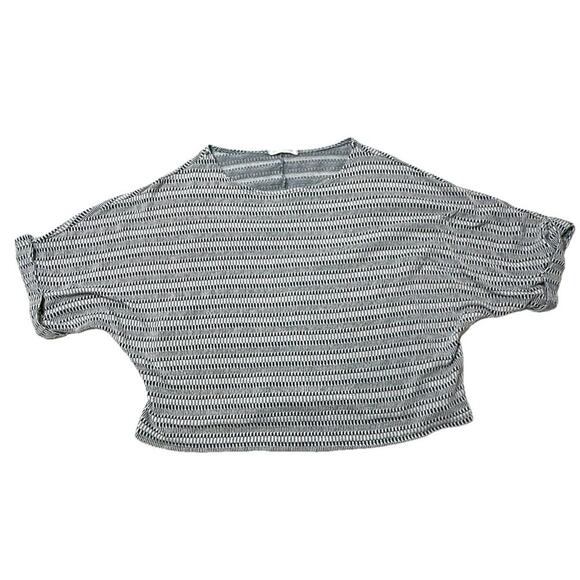 Caution To The Wind Womens Crop Top Shirt Size L Blue/White Short Cuffed Sleeve - Picture 1 of 7